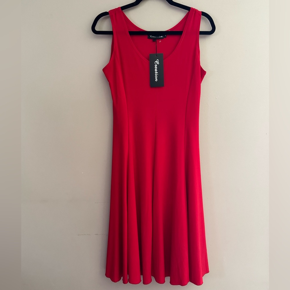 Creations Women's Red Sleeveless Swing Dress Size Small Spring NWT